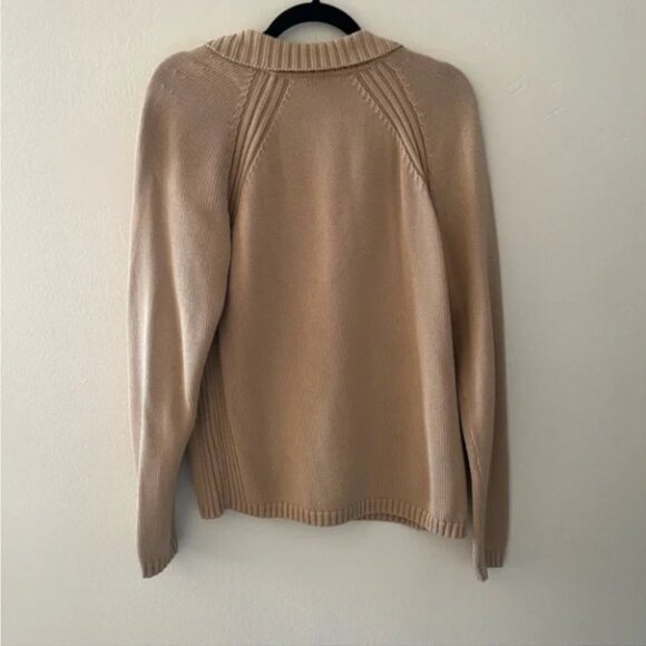 Vintage Charter Club Cotton V Neck Collared Sweater in Tan - Picture 4 of 4